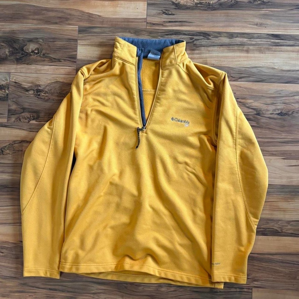 Vintage Columbia GRT Omni Dry Quarter Zip Pullover Mustard Yellow Men's S